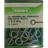 Kit 18 Hembrillas Cerradas Zincadas Plata  17x40